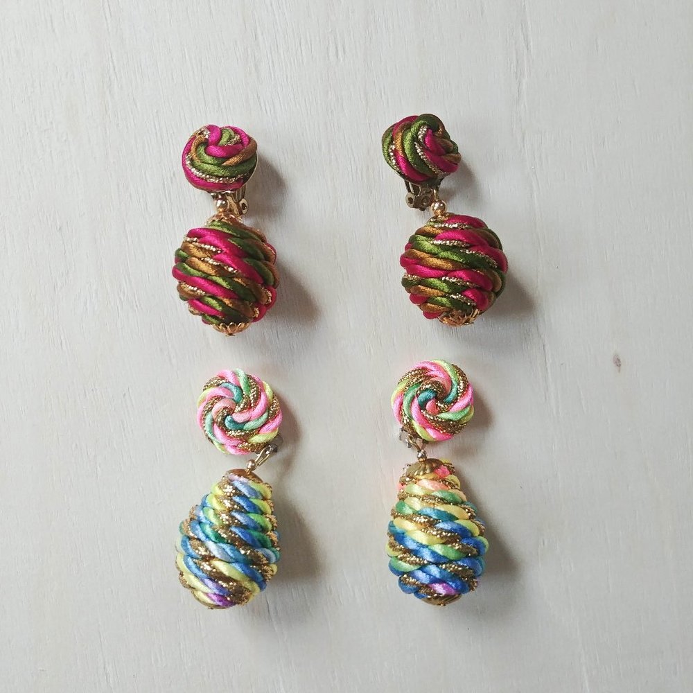 ►Free With Another Bundle ◄ 70s Vintage Colorful Spiral Earrings